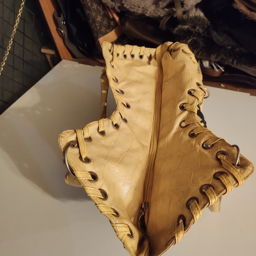 Checkers woven basket tote bag - Picture 4 of 11